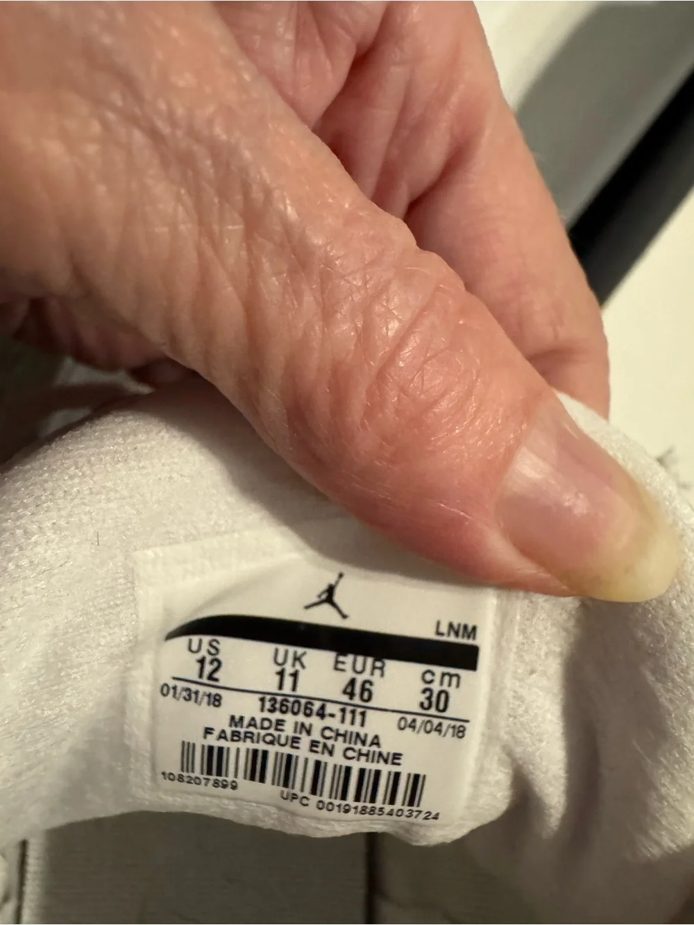 Air Jordan 3 pure white Retro Sneaker size 12